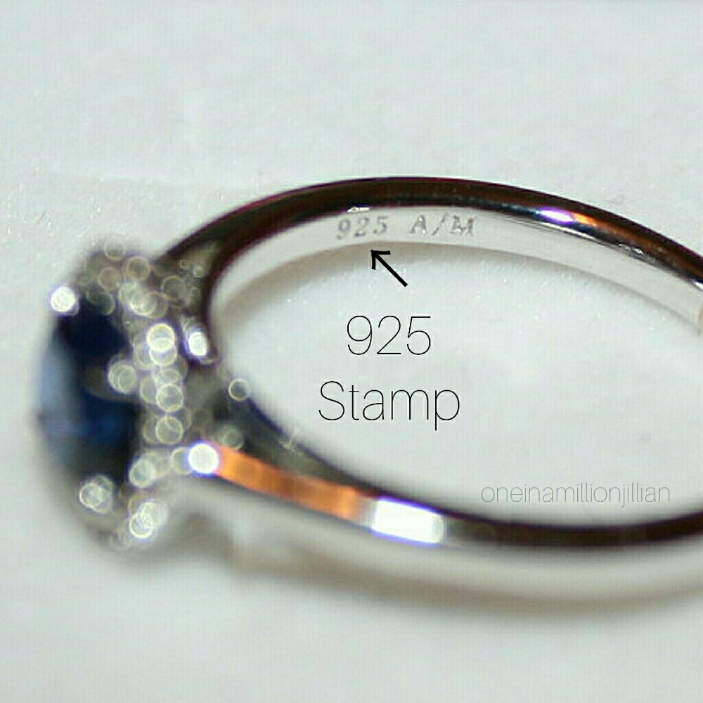 Sterling Silver Blue & White Sapphire Halo Ring - Picture 4 of 5